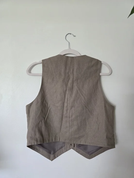 New American Eagle Linen Blend Tan Womens Vest Size M - Picture 5 of 9